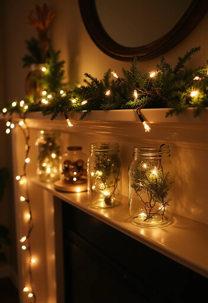 14 Christmas Fireplace Decor Ideas for Warm Festive Charm - 5. Eco-Friendly Fairy Lights