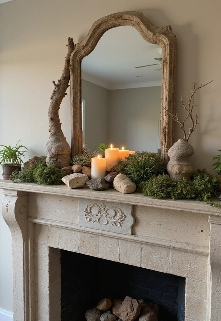 14 Christmas Fireplace Decor Ideas for Warm Festive Charm - 8. Earthy Centerpieces