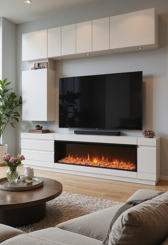 14 Electric Fireplace Ideas With TV for Modern Integrated Design 133 14 Electric Fireplace Ideas With TV for Modern Integrated Design - 13. Modular Electric Fireplace and TV Units