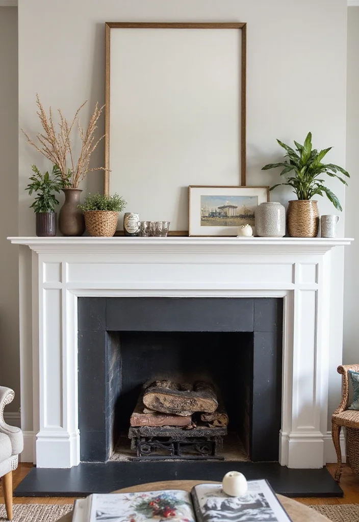 14 Fireplace Mantles Ideas for Classic Decorative Impact - 10. Eclectic Mix