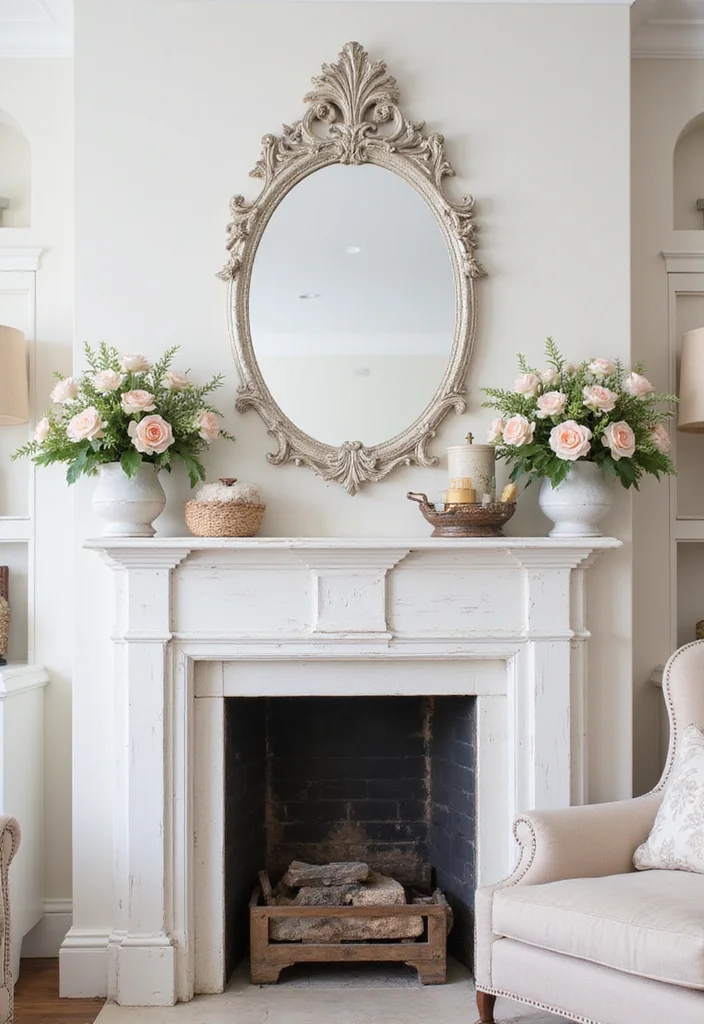 14 Fireplace Mantles Ideas for Classic Decorative Impact - 2. Elegant Whitewashed Charm