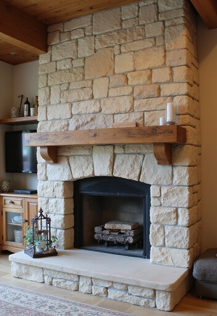 14 Fireplace Mantles Ideas for Classic Decorative Impact - 5. Natural Stone Beauty