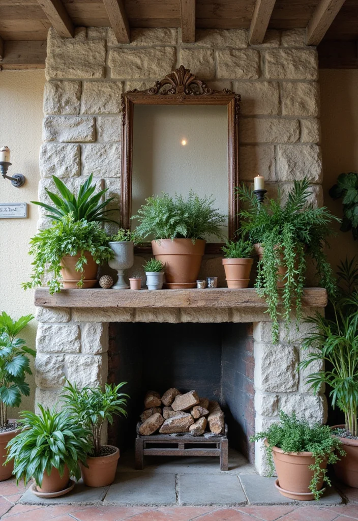 14 Fireplace Mantles Ideas for Classic Decorative Impact - 8. Greenery Galore