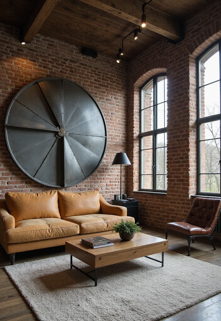 14 Large Living Room Wall Decor Ideas for Big Visual Presence - 13. Industrial-Style Decor