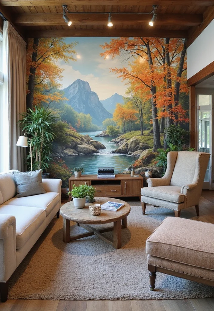 14 Large Living Room Wall Decor Ideas for Big Visual Presence - 14. Custom Mural Art