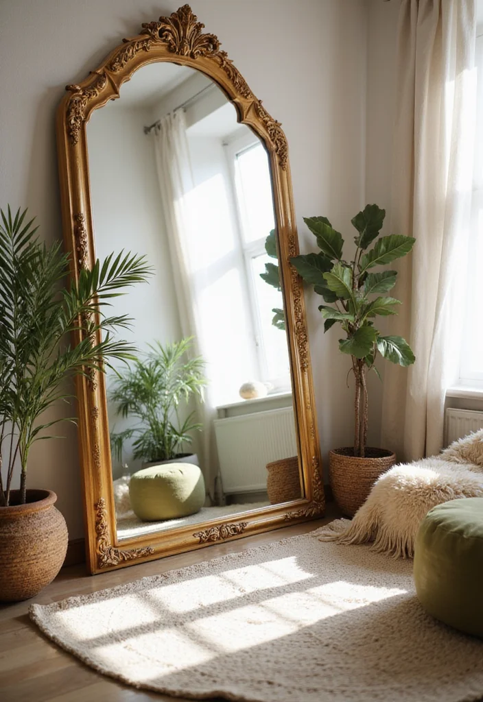 14 Large Wall Decor Ideas for Bold Statement Displays - 10. Large Framed Mirrors with Unique Frames