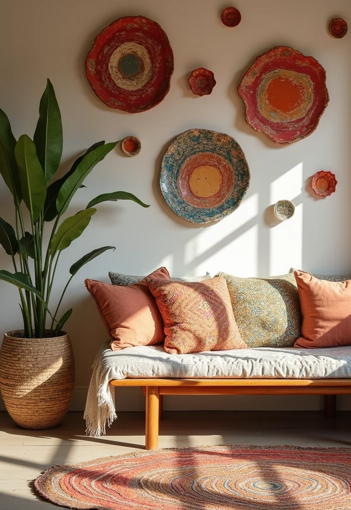 14 Large Wall Decor Ideas for Bold Statement Displays - 12. Colorful Clay Wall Art