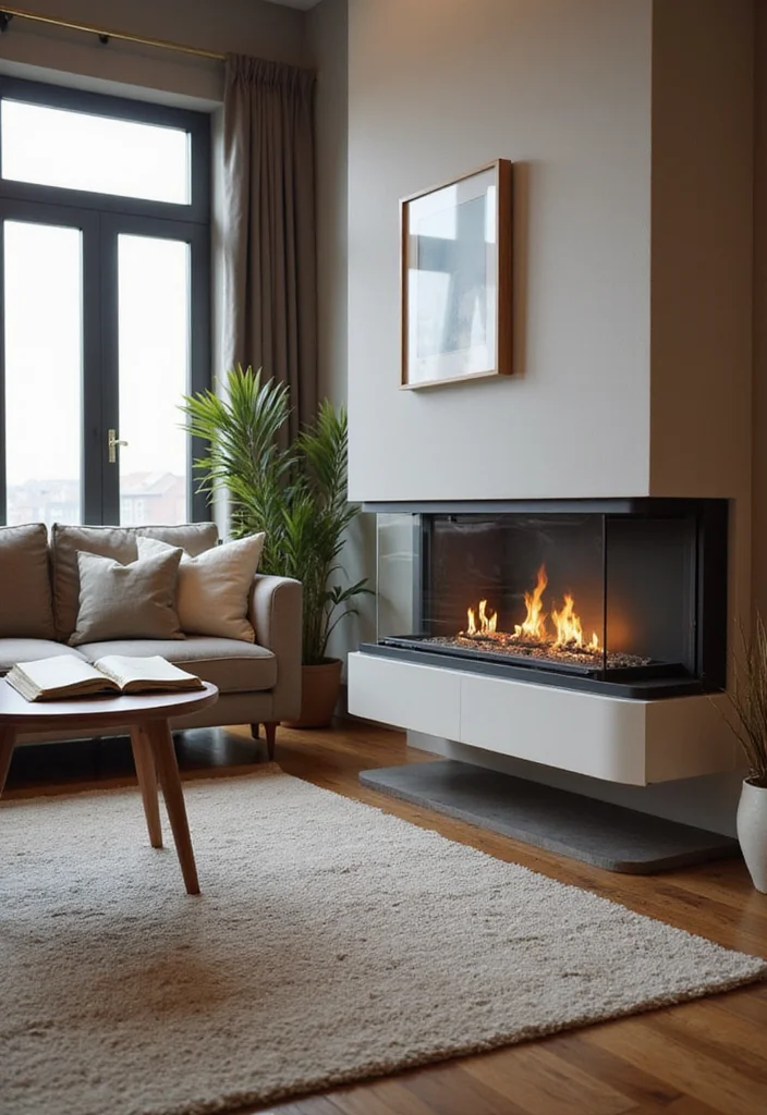 14 Mid Century Modern Fireplace Ideas for Sleek Retro Lines - 5. Eco-Friendly Bioethanol Fireplace