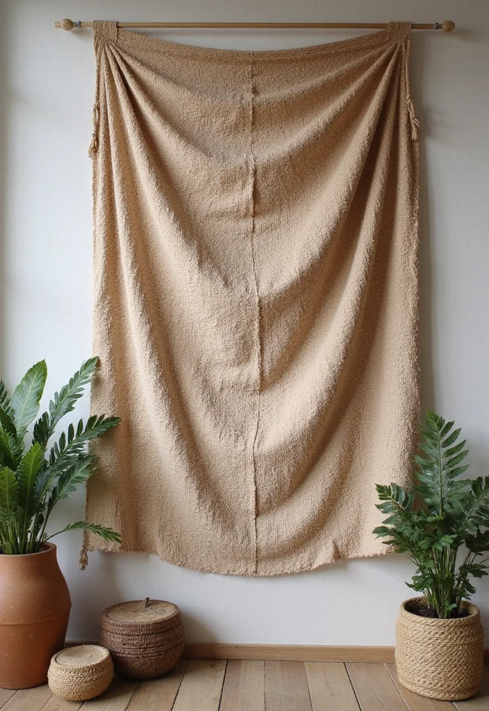 14 Rustic Wall Decor Ideas for Warm Natural Character - 12. Cozy Textured Tapestries