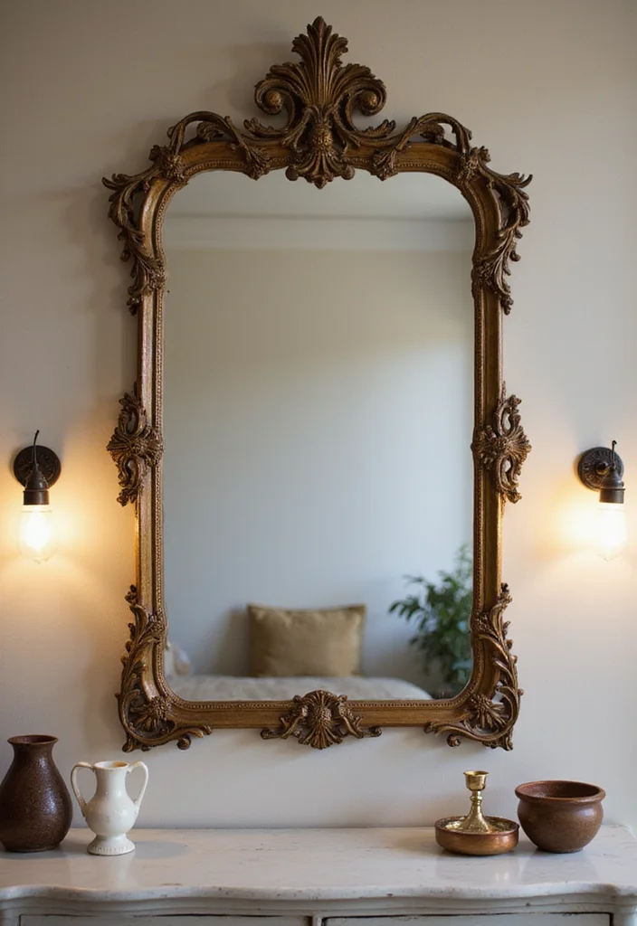 14 Wall Decor Ideas for a Cozy Personalized Bedroom - 8. Vintage Mirrors
