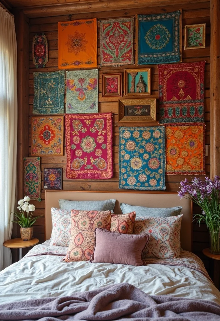 14 Wall Decor Ideas for a Cozy Personalized Bedroom - 9. Fabric Wall Art