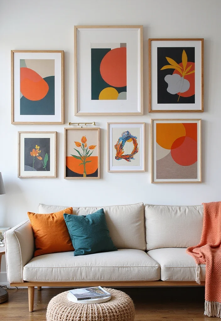 14 Wall Decor Living Room Ideas for Strong Stylish Impact - 2. Modern Wall Art as a Focal Point