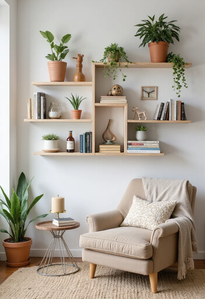 14 Wall Decor Living Room Ideas for Strong Stylish Impact - 5. Whimsical Wall Shelves Decor
