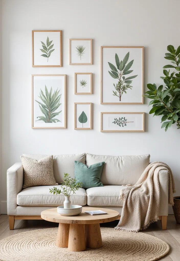 14 Wall Decor Living Room Ideas for Strong Stylish Impact - 7. Nature-Inspired Decor