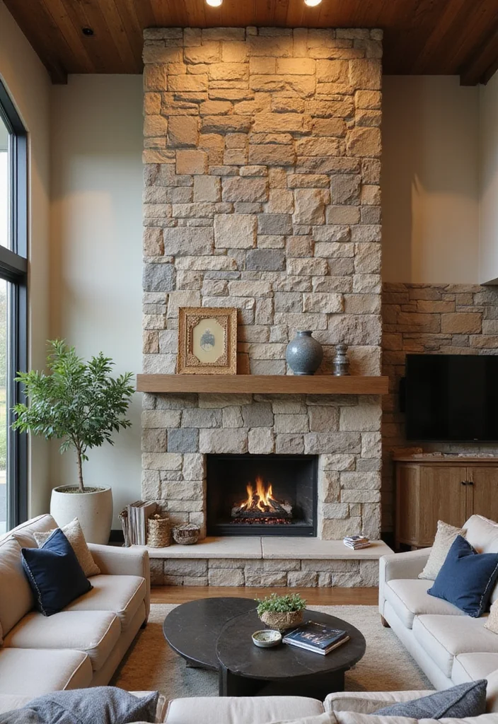 14 Wall Panel Decor Ideas for Texture and Architectural Detail - 7. Stone Panels: Rustic Elegance