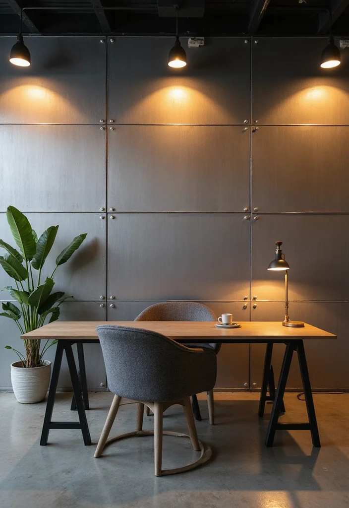 14 Wall Panel Decor Ideas for Texture and Architectural Detail - 9. Metal Panels: Industrial Sophistication