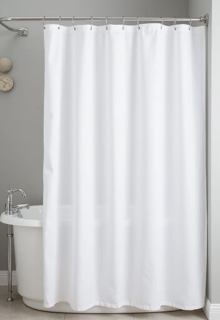 14 White Shower Curtain Bathroom Ideas for Clean Fresh Style - 1. Classic Cotton Elegance