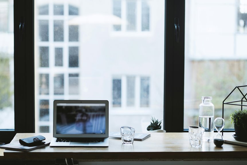 office desk facing window productivity debate