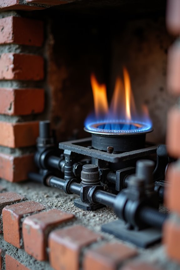 pilot light area near firebox access panel